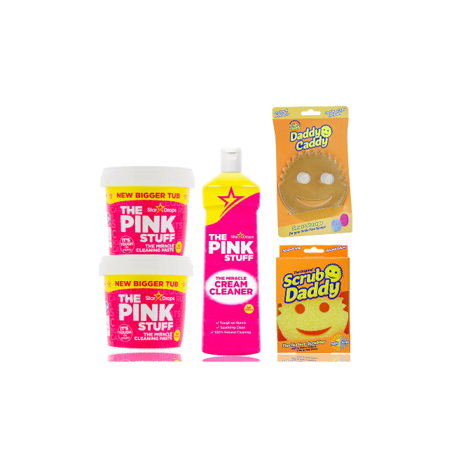 Scrubber Gift Set - Scrub Daddy, Daddy Caddy, Pink Stuff Pasta, Cream Cleaner