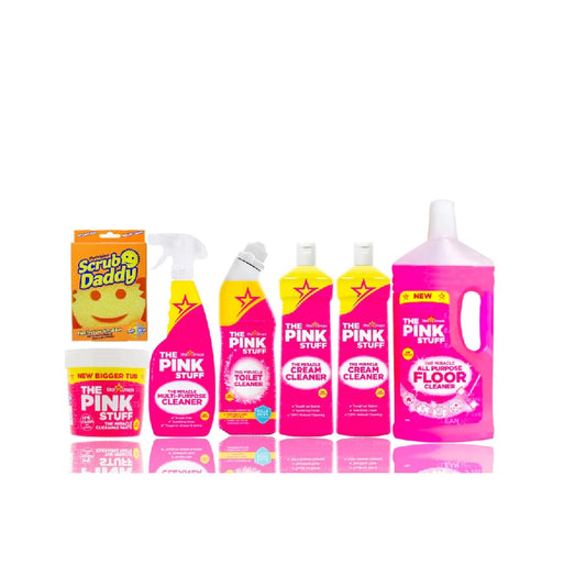 Pink Stuff Mega-Set – Peeling, Paste 850 g, Allzweckreiniger, WC, Cremereiniger, Bodenreiniger