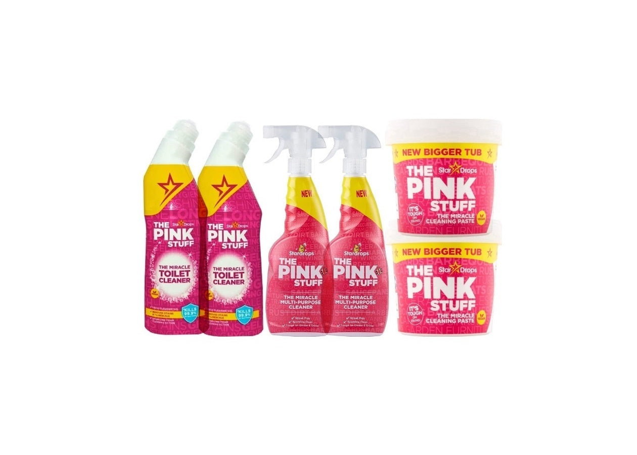 The Pink Stuff Ultimate Bundle - 2x Spray 750 ml - 2x Toilet cleaner 750 ml - 2x Miracle Paste 850 grams